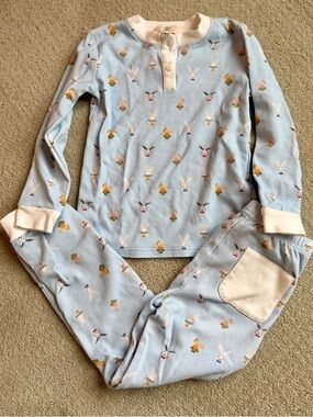 Smockingbird Blue Bunny Print Pajama Set